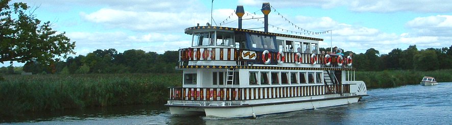 Broads river cruise available daily from Wroxham Bridge