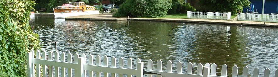 View from Riverside Cottage garden, Wroxham, Norfolk Broads