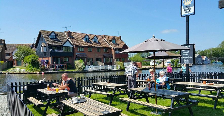 Anchor & Riverside Cottages viewed from the garden of the King's Head opposite'